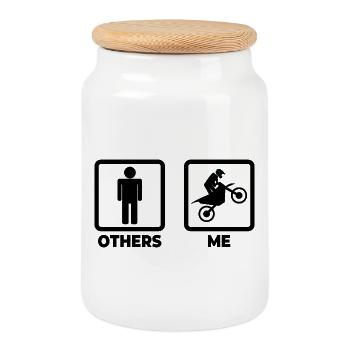 Moi en tant que pilote de motocross - Boîte à biscuits avec couvercle en bois - blanc - Devant