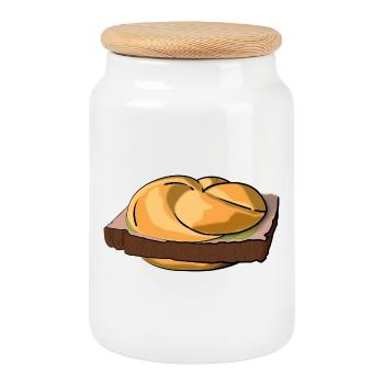 Leberkässemmel with extra style. - Cookie Jar with Wooden Lid - white - Front
