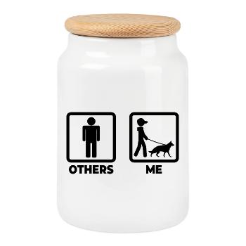 Ich als Deutscher Schäferhund Besitzer - Keksdose mit Holzdeckel - Weiß - Vorne