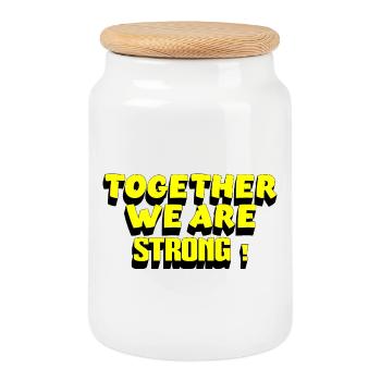 ENSEMBLE, NOUS SOMMES FORTS – Dicton de motivation rétro - Boîte à biscuits avec couvercle en bois - blanc - Devant
