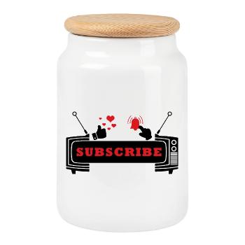 Coeur et cloche S’abonner Icône Design - Boîte à biscuits avec couvercle en bois - blanc - Devant