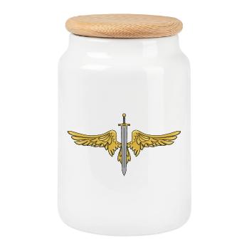 Aile - Boîte à biscuits avec couvercle en bois - blanc - Devant