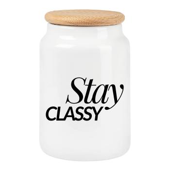 Stay Classy - Cookie Jar with Wooden Lid - white - Front