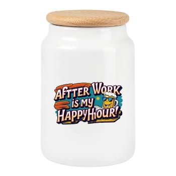 L’heure de fermeture est mon happy hour - Boîte à biscuits avec couvercle en bois - blanc - Devant