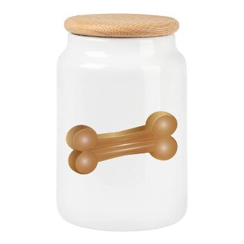 Illustration d’os à mâcher dans un style classique - Boîte à biscuits avec couvercle en bois - blanc - Devant