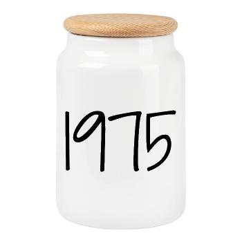 1975 Anniversary 1975 Legends Are Born in 1975 - Cookie Jar with Wooden Lid - white - Front