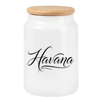 La Havane - Boîte à biscuits avec couvercle en bois - blanc - Devant