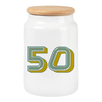 Number 50 Modern Chart - Cookie Jar with Wooden Lid - white - Front