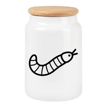 earthworm - Cookie Jar with Wooden Lid - white - Front