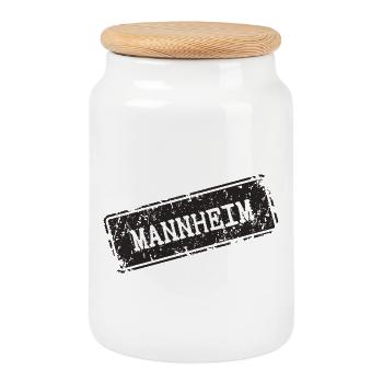 Mannheim City Logo Design - Cookie Jar with Wooden Lid - white - Front