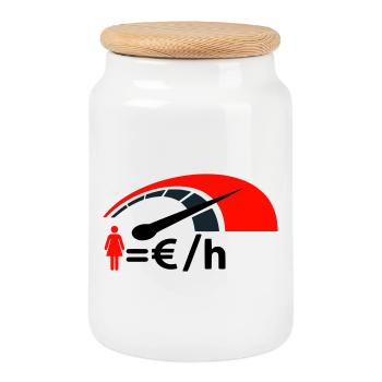 Expense counter - Cookie Jar with Wooden Lid - white - Front