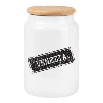 Venezia City Map Design - Cookie Jar with Wooden Lid - white - Front