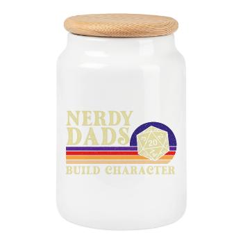 Les papas ringards créent un personnage de jeu de rôle sur table Geek Life - Boîte à biscuits avec couvercle en bois - blanc - Devant