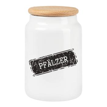 Palatinate Regional Print Design - Cookie Jar with Wooden Lid - white - Front
