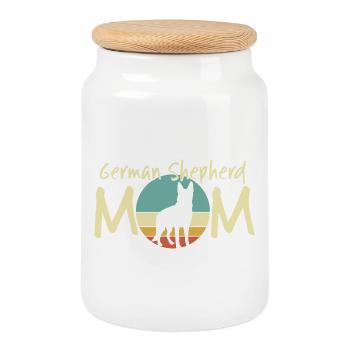 Deutscher Schäferhund Mama Retro Design - Keksdose mit Holzdeckel - Weiß - Vorne