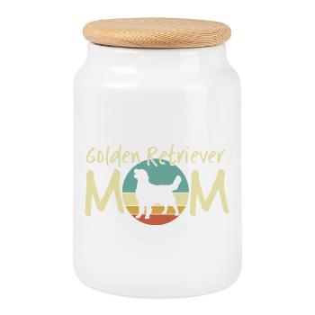 Golden Retriever Mutter Illustration - Keksdose mit Holzdeckel - Weiß - Vorne