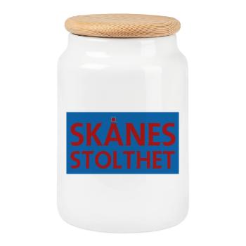 Skånes Stolthet : emblème de l’identité régionale - Boîte à biscuits avec couvercle en bois - blanc - Devant