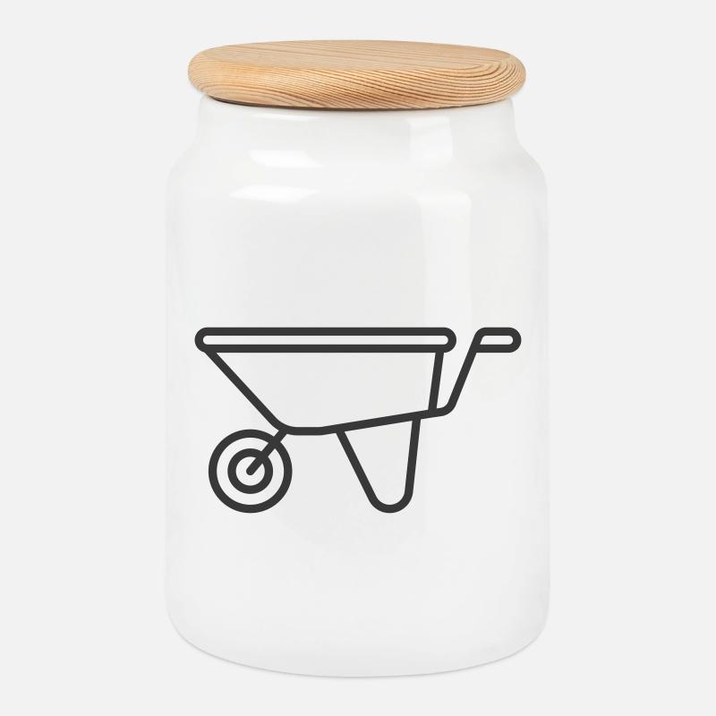 Icône de ligne de brouette - Boîte à biscuits avec couvercle en bois - blanc