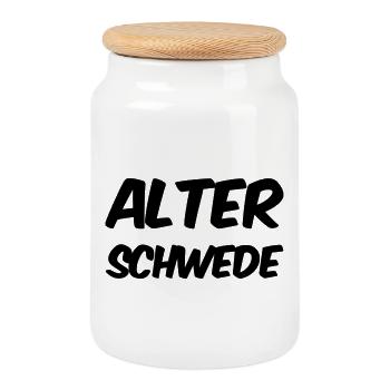 Alter Schwede - Lustiger Spruch - Funny - Keksdose mit Holzdeckel - Weiß - Vorne