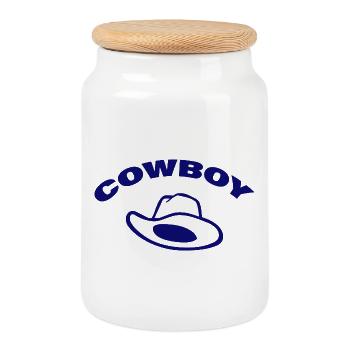 Cowboy - Cookie Jar with Wooden Lid - white - Front