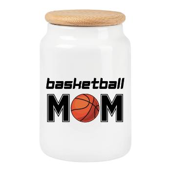 Basketball Mom - Cookie Jar with Wooden Lid - white - Front