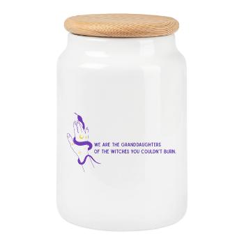 🔮 Witchy Vibes und Feminismus - Keksdose mit Holzdeckel - Weiß - Vorne