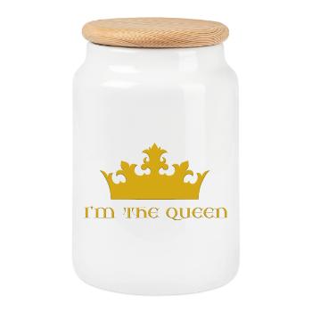 Je suis la reine - Boîte à biscuits avec couvercle en bois - blanc - Devant