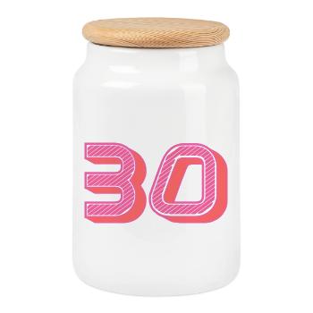 30. 30 ANS. 30e ANNIVERSAIRE. ANNIVERSAIRE 30 ANS. - Boîte à biscuits avec couvercle en bois - blanc - Devant