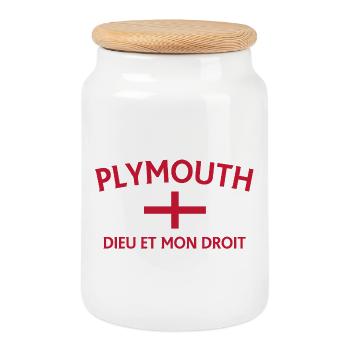 Plymouth Flagge Motto - Keksdose mit Holzdeckel - Weiß - Vorne