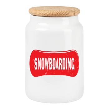 Snowboarding - Keksdose mit Holzdeckel - Weiß - Vorne