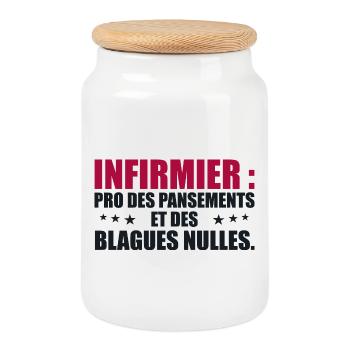 Infirmier pro des pansements et des blagues nulles - Boîte à biscuits avec couvercle en bois - blanc - Devant