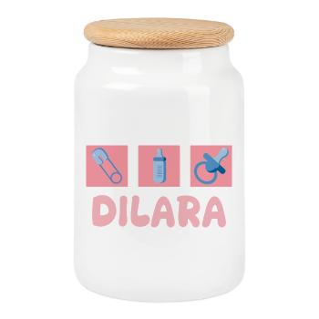 Sucette Dilara - Boîte à biscuits avec couvercle en bois - blanc - Devant