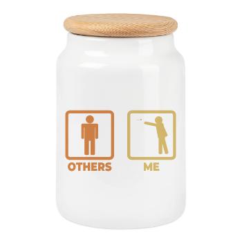 Darter stick figures - Cookie Jar with Wooden Lid - white - Front