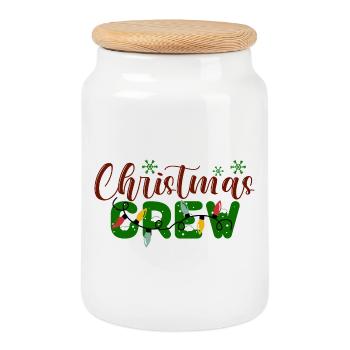Équipage de Noël motif de vacances - Boîte à biscuits avec couvercle en bois - blanc - Devant