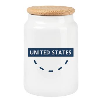 Emblème rond des États-Unis dans les tons bleus - Boîte à biscuits avec couvercle en bois - blanc - Devant