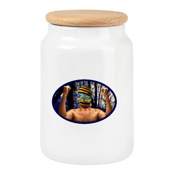 Waldgeist Maskenkrieger - Boîte à biscuits avec couvercle en bois - blanc - Devant