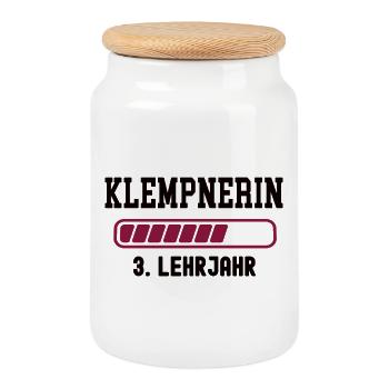 Apprenticeship as a plumber 3rd year as a plumber - Cookie Jar with Wooden Lid - white - Front