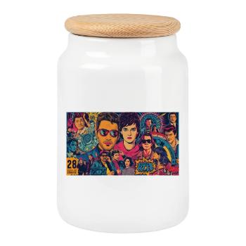 Pop Icons - Cookie Jar with Wooden Lid - white - Front