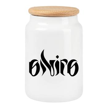 ONIRO LOGO - Boîte à biscuits avec couvercle en bois - blanc - Devant