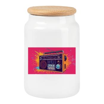 Cool Radio - Boîte à biscuits avec couvercle en bois - blanc - Devant