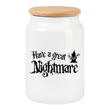 Halloween - Have a Great Nightmare - Cookie Jar with Wooden Lid - white - Front