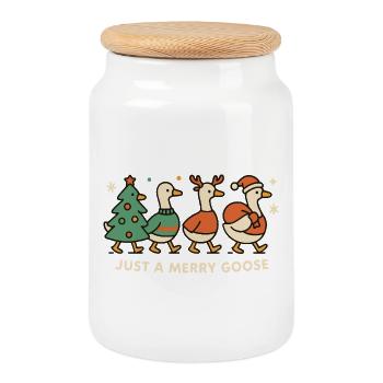 Weihnachten Just A Merry Goose Lustig - Keksdose mit Holzdeckel - Weiß - Vorne