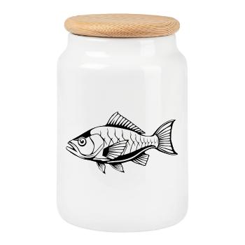 Poisson Poisson T-shirt Cadeau Pêcheur - Boîte à biscuits avec couvercle en bois - blanc - Devant