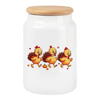 Bébé dinde de Thanksgiving - Boîte à biscuits avec couvercle en bois - blanc - Devant