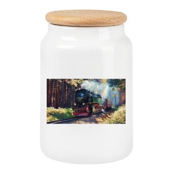 Vapeur de la forêt de Brocken - Boîte à biscuits avec couvercle en bois - blanc - Devant