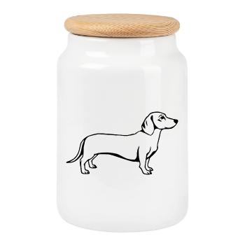 T-shirt chien teckel cadeau - Boîte à biscuits avec couvercle en bois - blanc - Devant