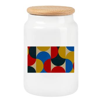 Colorful Circle Blocks - Cookie Jar with Wooden Lid - white - Front