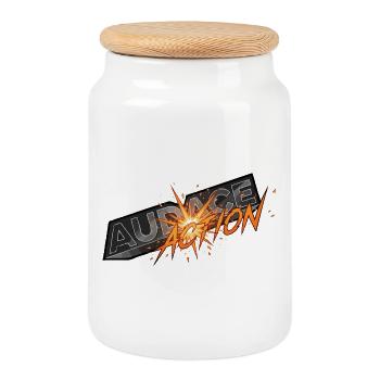 Audace et action - Cookie Jar with Wooden Lid - white - Front