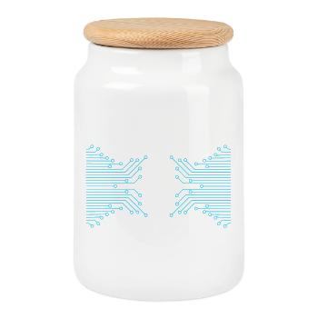 Butterfly made of conductor tracks - Cookie Jar with Wooden Lid - white - Front