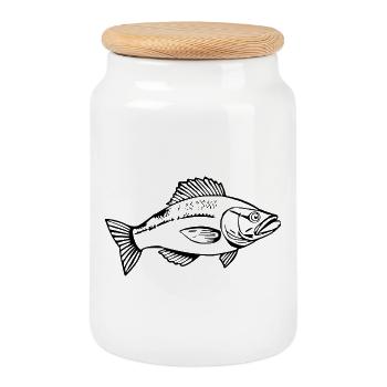 Fisch Angler T-shirt Geschenk Angler - Keksdose mit Holzdeckel - Weiß - Vorne
